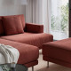 Sofa modułowa, 3-osobowa, z szezlongiem, lewy z podnóżkiem/Samsala brązowoczerwony UPPÅKRA 096.130.76