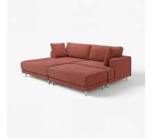 Sofa modułowa, 3-osobowa, z szezlongiem, lewy z podnóżkiem/Samsala brązowoczerwony UPPÅKRA 096.130.76
