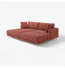 Sofa modułowa, 3-osobowa, z szezlongiem, lewy z podnóżkiem/Samsala brązowoczerwony UPPÅKRA 096.130.76