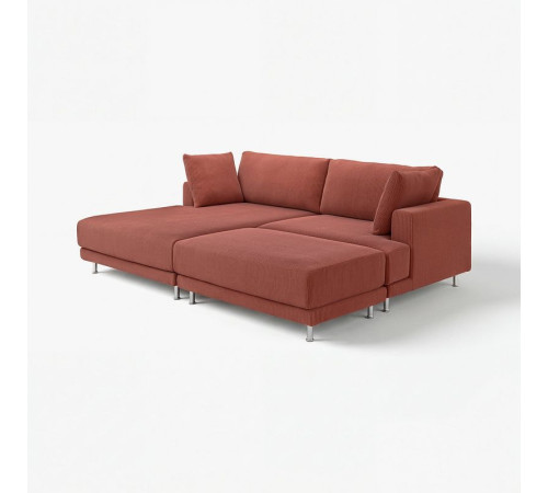 Sofa modułowa, 3-osobowa, z szezlongiem, lewy z podnóżkiem/Samsala brązowoczerwony UPPÅKRA 096.130.76