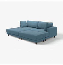 Sofa modułowa, 3-osobowa, z szezlongiem, lewy z podnóżkiem/Axvall ciemny szaroniebieski UPPÅKRA 096.141.89