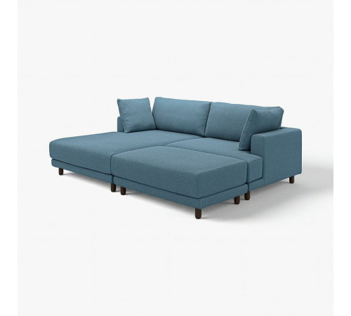 Sofa modułowa, 3-osobowa, z szezlongiem, lewy z podnóżkiem/Axvall ciemny szaroniebieski UPPÅKRA 096.141.89