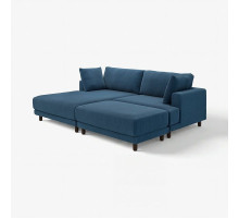 Sofa modułowa, 3-osobowa, z szezlongiem, lewy z podnóżkiem/Samsala granatowy UPPÅKRA 096.141.94