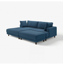 Sofa modułowa, 3-osobowa, z szezlongiem, lewy z podnóżkiem/Samsala granatowy UPPÅKRA 096.141.94