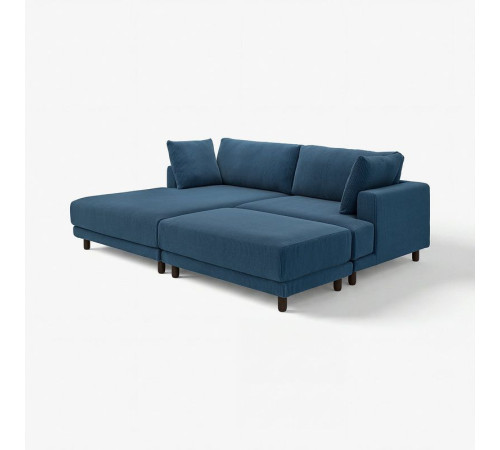 Sofa modułowa, 3-osobowa, z szezlongiem, lewy z podnóżkiem/Samsala granatowy UPPÅKRA 096.141.94