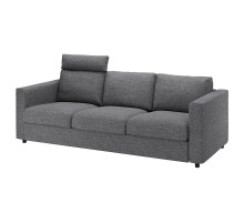 Sofa 3-osobowa, z zagłówkiem/Lejde szary-czarny VIMLE 194.343.95