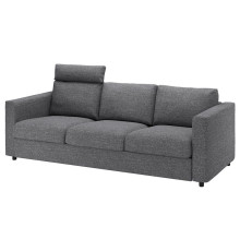 Sofa 3-osobowa, z zagłówkiem/Lejde szary-czarny VIMLE 194.343.95