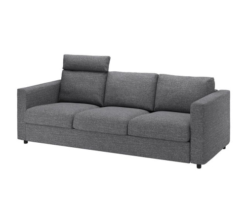 Sofa 3-osobowa, z zagłówkiem/Lejde szary-czarny VIMLE 194.343.95