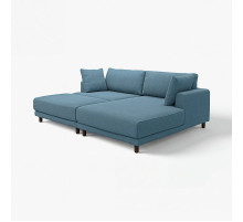 Sofa modułowa, 3-osobowa, z szezlongiem, prawy z podnóżkiem/Axvall ciemny szaroniebieski UPPÅKRA 196.141.98