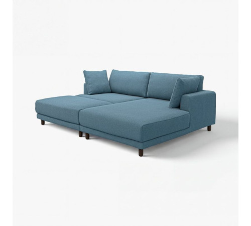 Sofa modułowa, 3-osobowa, z szezlongiem, prawy z podnóżkiem/Axvall ciemny szaroniebieski UPPÅKRA 196.141.98
