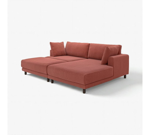 Sofa modułowa, 3-osobowa, z szezlongiem, prawy z podnóżkiem/Samsala brązowoczerwony UPPÅKRA 196.142.02