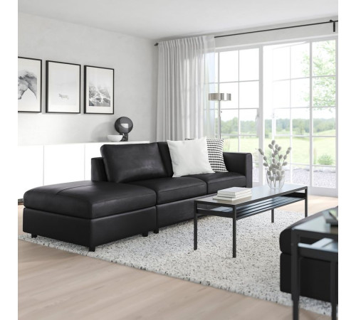 Sofa 3-osobowa, z otwartym końcem/Grann/Bomstad czarny VIMLE 293.066.65