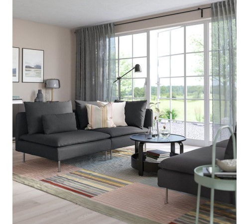 Sofa 3-osobowa, z otwartym końcem/Fridtuna ciemnoszary SÖDERHAMN 294.496.26