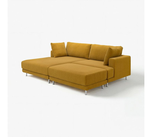 Sofa modułowa, 3-osobowa, z szezlongiem, lewy z podnóżkiem/Samsala żółtobrązowy UPPÅKRA 296.130.75