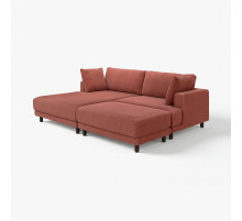 Sofa modułowa, 3-osobowa, z szezlongiem, lewy z podnóżkiem/Samsala brązowoczerwony UPPÅKRA 296.141.93