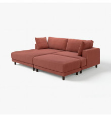 Sofa modułowa, 3-osobowa, z szezlongiem, lewy z podnóżkiem/Samsala brązowoczerwony UPPÅKRA 296.141.93