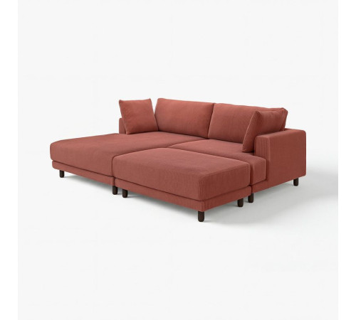 Sofa modułowa, 3-osobowa, z szezlongiem, lewy z podnóżkiem/Samsala brązowoczerwony UPPÅKRA 296.141.93