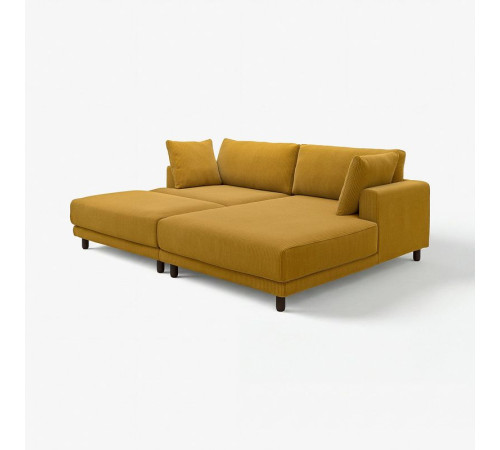 Sofa modułowa, 3-osobowa, z szezlongiem, prawy z podnóżkiem/Samsala żółtobrązowy UPPÅKRA 296.142.06