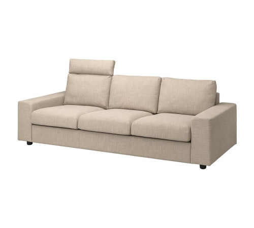 Sofa 3-osobowa, z zagłówkiem z szerokimi podłokietnikami/Hillared beżowy VIMLE 394.327.67