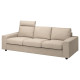 Sofa 3-osobowa, z zagłówkiem z szerokimi podłokietnikami/Hillared beżowy VIMLE 394.327.67