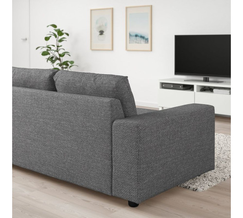 Sofa 3-osobowa, z szerokimi podłokietnikami/Lejde szary-czarny VIMLE 394.328.09
