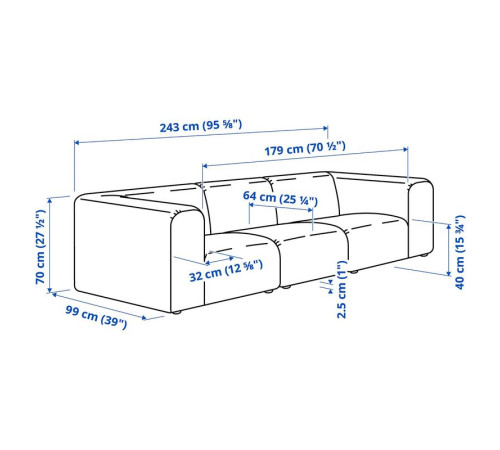 Sofa 3-osobowa, Alhamn ciemnobrązowy STOCKHOLM 2025 395.742.95