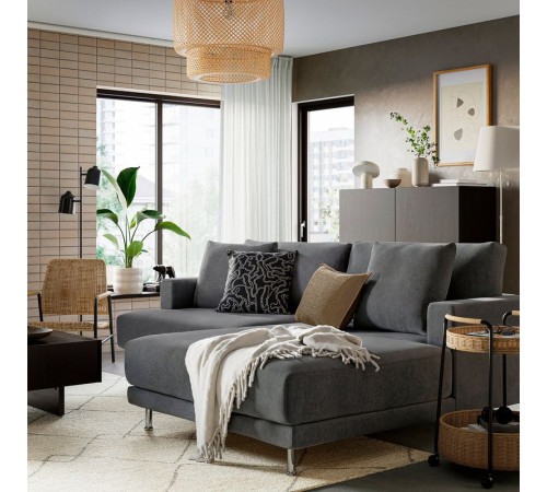 Sofa modułowa, 3-osobowa, z szezlongiem, prawy/Johanneshov brązowobeżowy UPPÅKRA 395.986.68