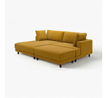 Sofa modułowa, 3-osobowa, z szezlongiem, lewy z podnóżkiem/Samsala żółtobrązowy UPPÅKRA 396.141.97