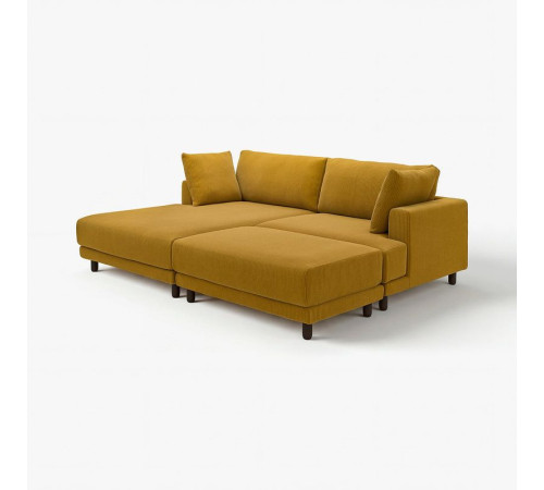 Sofa modułowa, 3-osobowa, z szezlongiem, lewy z podnóżkiem/Samsala żółtobrązowy UPPÅKRA 396.141.97