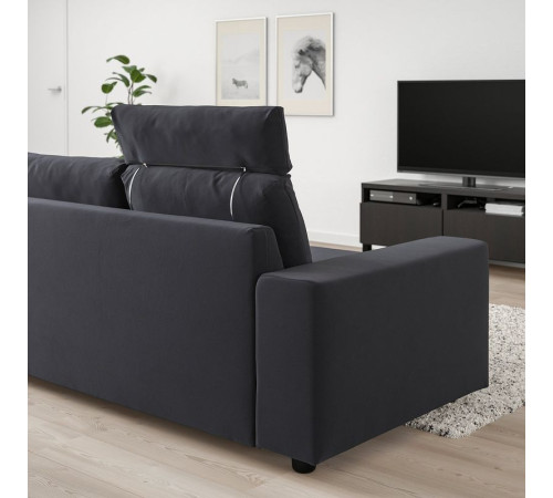 Sofa 3-osobowa, z zagłówkiem z szerokimi podłokietnikami/Djuparp ciemnoszary VIMLE 494.326.77
