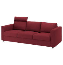 Sofa 3-osobowa, z zagłówkiem/Lejde czerwony/brązowy VIMLE 494.343.94