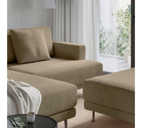 Sofa modułowa, 3-osobowa, z szezlongiem, lewy z podnóżkiem/Johanneshov brązowobeżowy UPPÅKRA 496.127.15