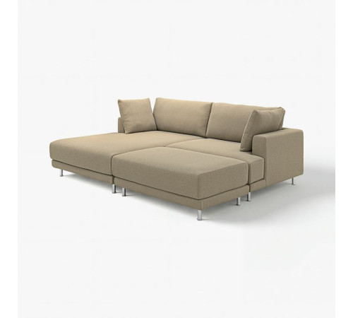 Sofa modułowa, 3-osobowa, z szezlongiem, lewy z podnóżkiem/Johanneshov brązowobeżowy UPPÅKRA 496.127.15