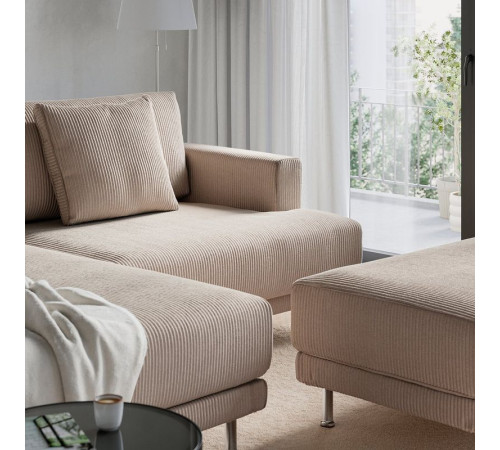 Sofa modułowa, 3-osobowa, z szezlongiem, lewy z podnóżkiem/Samsala szarobeżowy UPPÅKRA 496.130.79