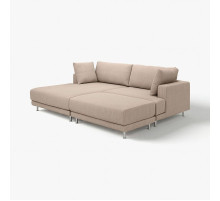 Sofa modułowa, 3-osobowa, z szezlongiem, lewy z podnóżkiem/Samsala szarobeżowy UPPÅKRA 496.130.79