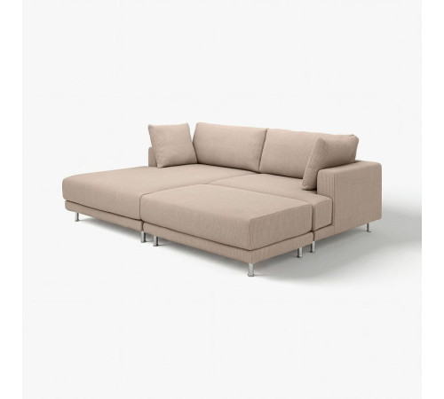 Sofa modułowa, 3-osobowa, z szezlongiem, lewy z podnóżkiem/Samsala szarobeżowy UPPÅKRA 496.130.79