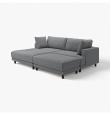 Sofa modułowa, 3-osobowa, z szezlongiem, lewy z podnóżkiem/Johanneshov ciemnoszary UPPÅKRA 496.141.92