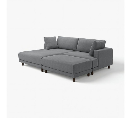 Sofa modułowa, 3-osobowa, z szezlongiem, lewy z podnóżkiem/Johanneshov ciemnoszary UPPÅKRA 496.141.92