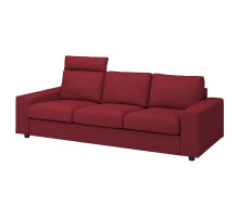 Sofa 3-osobowa, z zagłówkiem z szerokimi podłokietnikami/Lejde czerwony/brązowy VIMLE 594.328.08