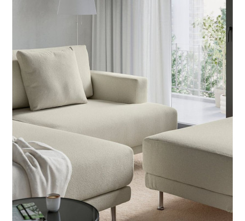 Sofa modułowa, 3-osobowa, z szezlongiem, lewy z podnóżkiem/Axvall kremowy UPPÅKRA 596.130.74