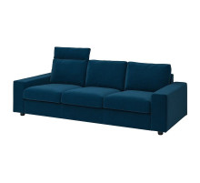 Sofa 3-osobowa, z zagłówkiem z szerokimi podłokietnikami/Djuparp ciemnozielononiebieski VIMLE 694.326.76