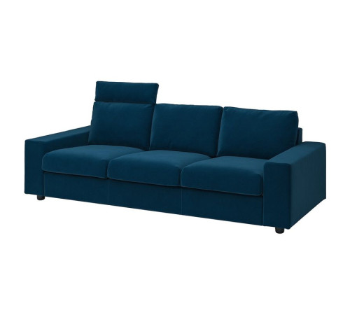Sofa 3-osobowa, z zagłówkiem z szerokimi podłokietnikami/Djuparp ciemnozielononiebieski VIMLE 694.326.76