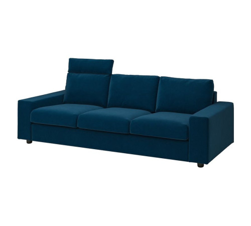 Sofa 3-osobowa, z zagłówkiem z szerokimi podłokietnikami/Djuparp ciemnozielononiebieski VIMLE 694.326.76