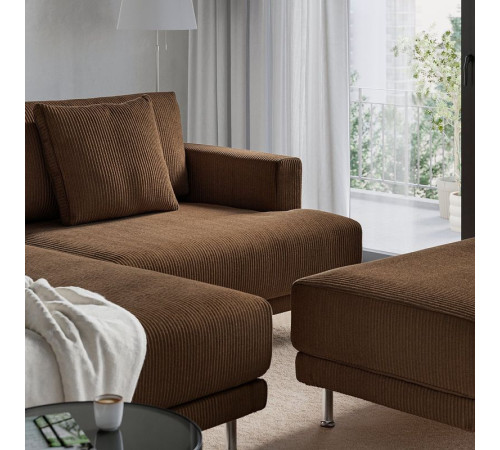 Sofa modułowa, 3-osobowa, z szezlongiem, lewy z podnóżkiem/Samsala ciemnobrązowy UPPÅKRA 696.130.78