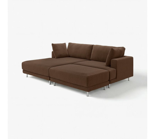 Sofa modułowa, 3-osobowa, z szezlongiem, lewy z podnóżkiem/Samsala ciemnobrązowy UPPÅKRA 696.130.78