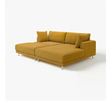 Sofa modułowa, 3-osobowa, z szezlongiem, prawy z podnóżkiem/Samsala żółtobrązowy UPPÅKRA 696.130.83