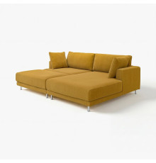 Sofa modułowa, 3-osobowa, z szezlongiem, prawy z podnóżkiem/Samsala żółtobrązowy UPPÅKRA 696.130.83