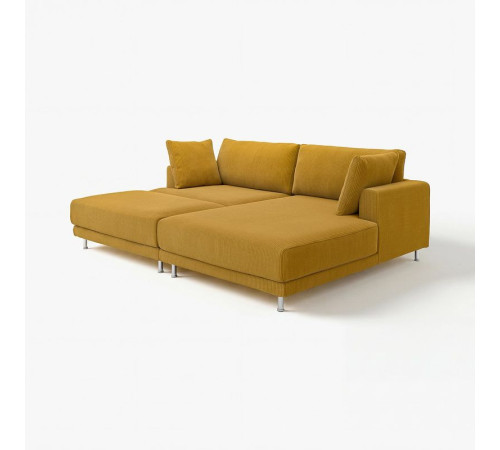 Sofa modułowa, 3-osobowa, z szezlongiem, prawy z podnóżkiem/Samsala żółtobrązowy UPPÅKRA 696.130.83