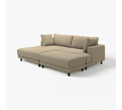 Sofa modułowa, 3-osobowa, z szezlongiem, lewy z podnóżkiem/Johanneshov brązowobeżowy UPPÅKRA 696.141.91