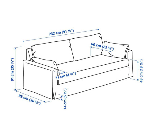 Sofa 3-osobowa, Gransel naturalny HYLTARP 794.896.34